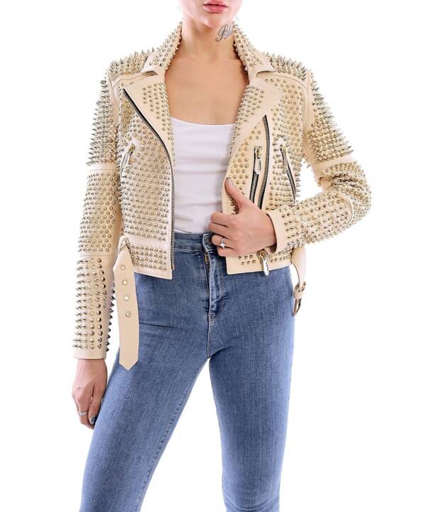 Aspirin Beg Gold Spiked  Leather  Jacket - Image 8