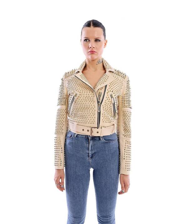 Aspirin Beg Gold Spiked  Leather  Jacket - Image 9