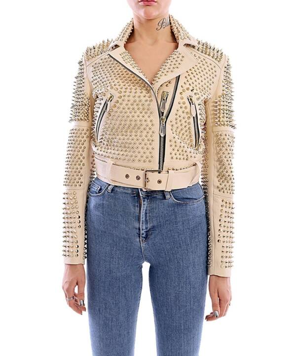 Aspirin Beg Gold Spiked  Leather  Jacket - Image 10