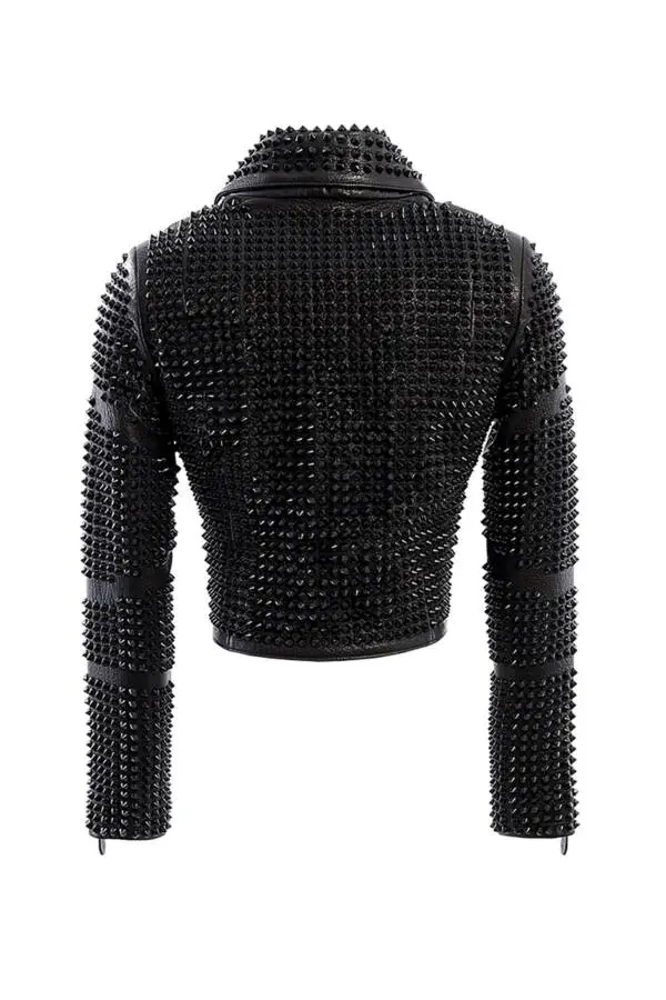 Damn Black Spiked Leather Jacket - Image 4