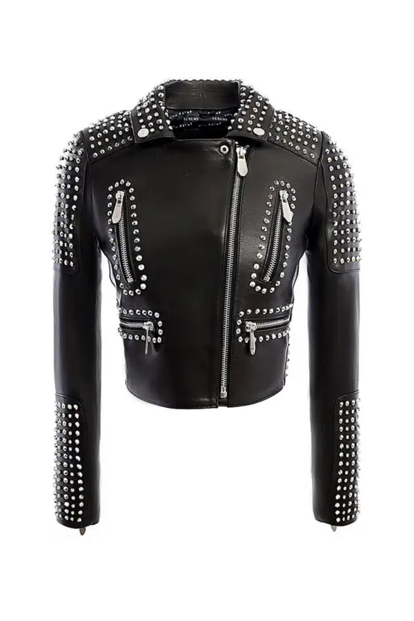 M17 Black Nikel Spiked Leather Jacket