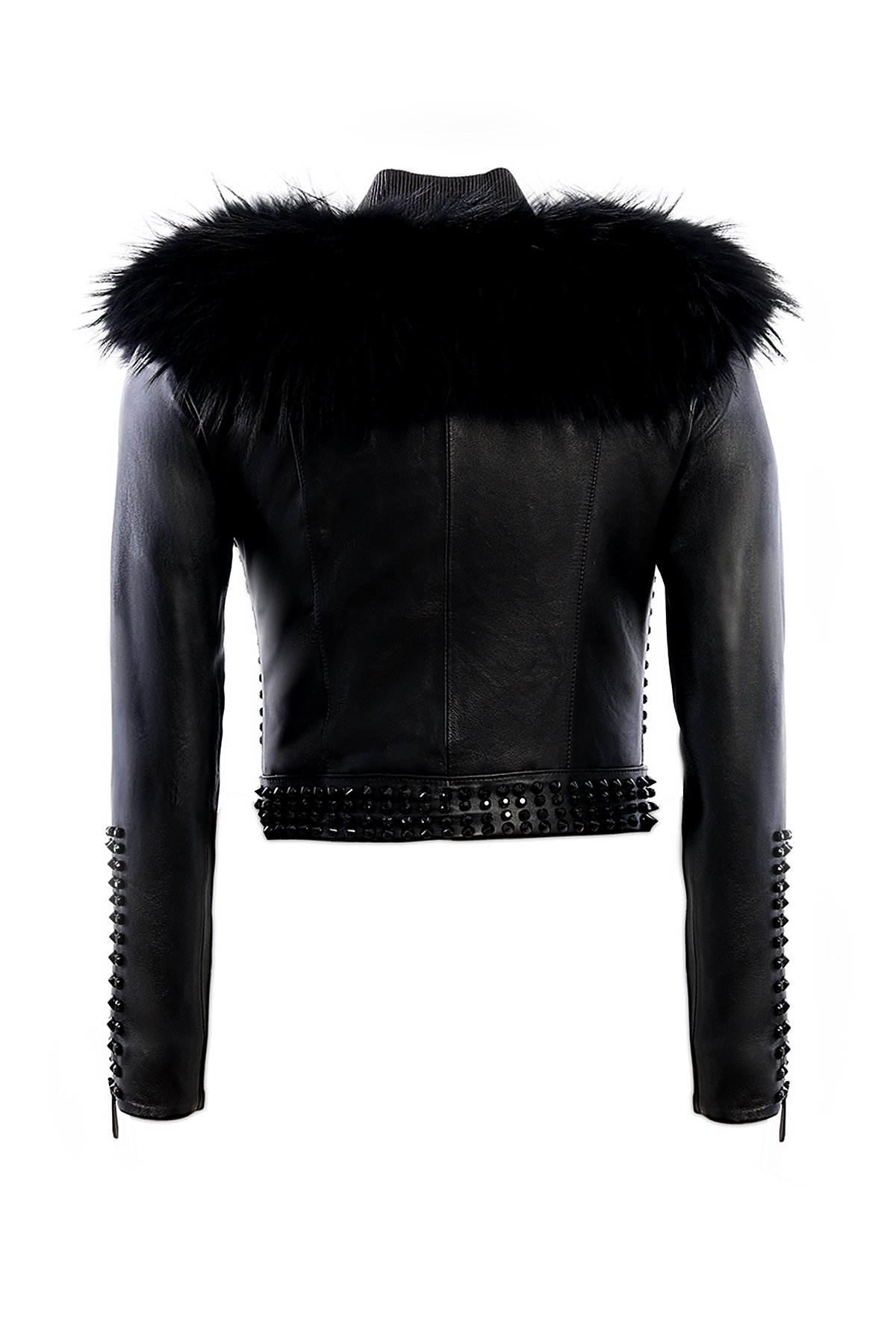 Black Leather With Fur Collar - Vavskins