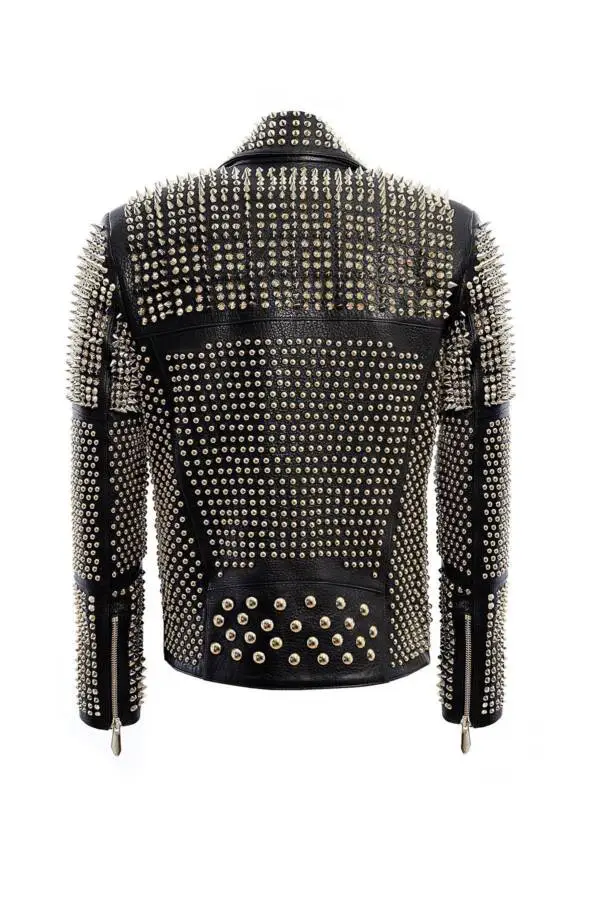 Aspirin Black Jacket Gold Spiked Details - Image 2