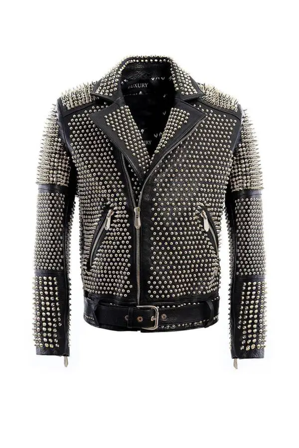 Aspirin Black Jacket Gold Spiked Details
