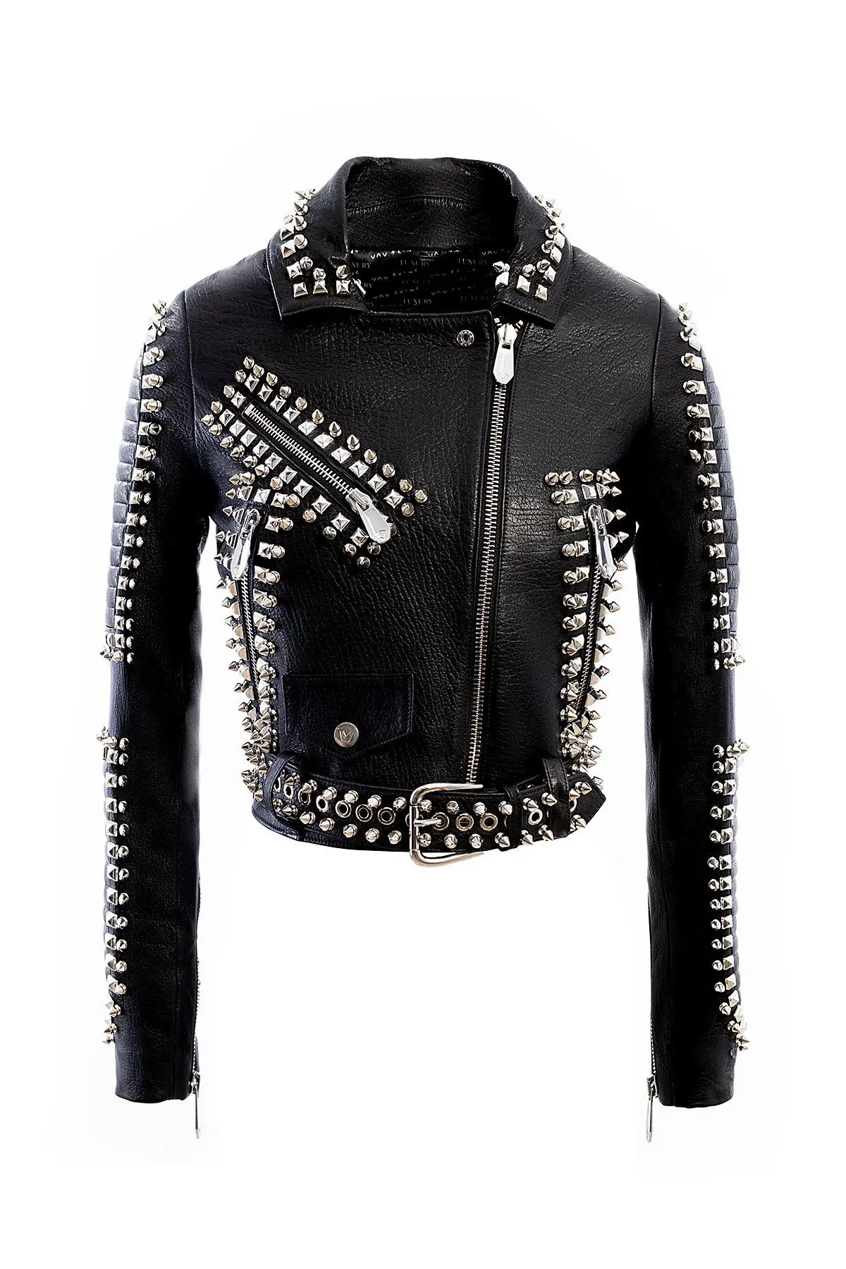 Slogan Black - Nikel Leather Jacket