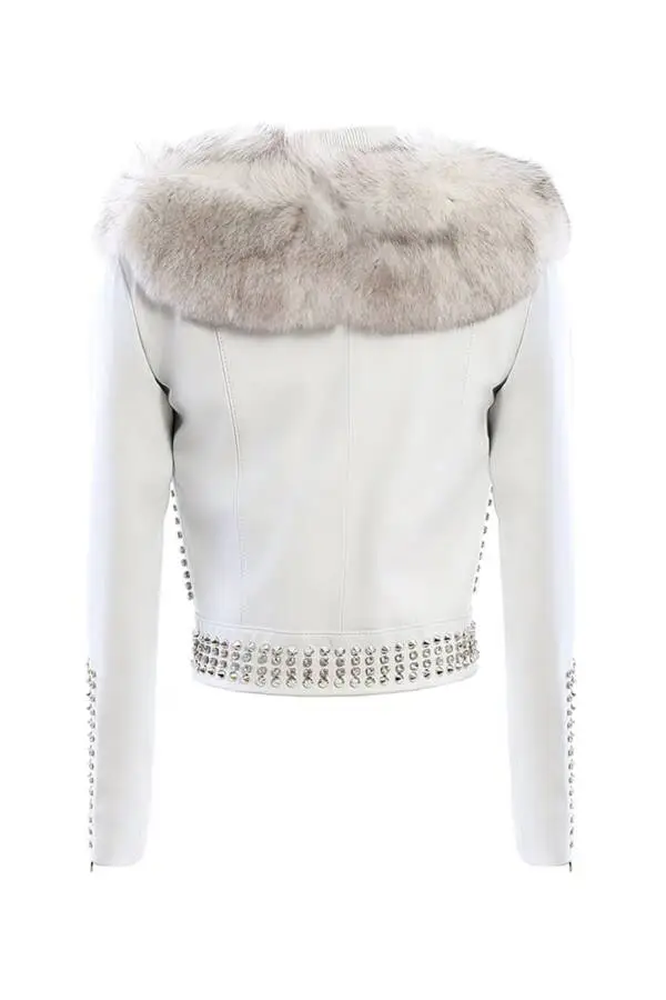 White Leather With Fur Collar - Image 2