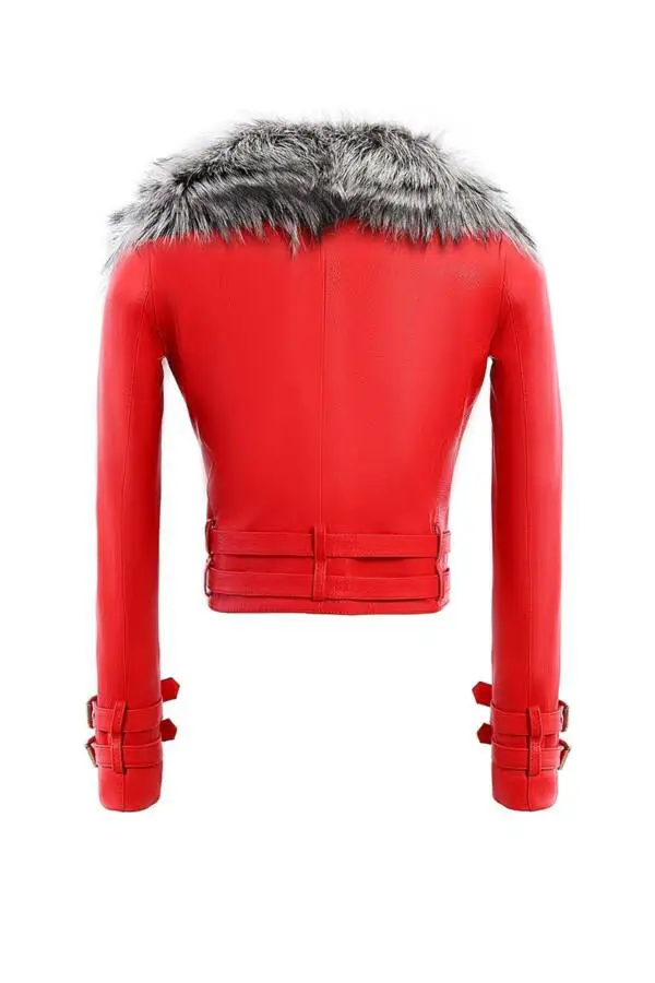 Red Leather With Fur Collar - Image 2