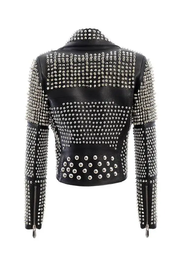 Aspirin Black Nikel Spiked Leather Jacket - Image 2