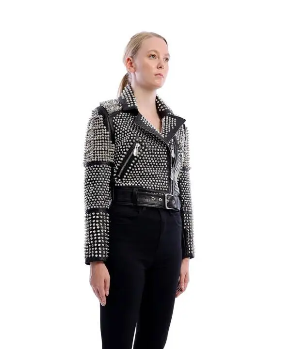 Aspirin Black Nikel Spiked Leather Jacket - Image 6