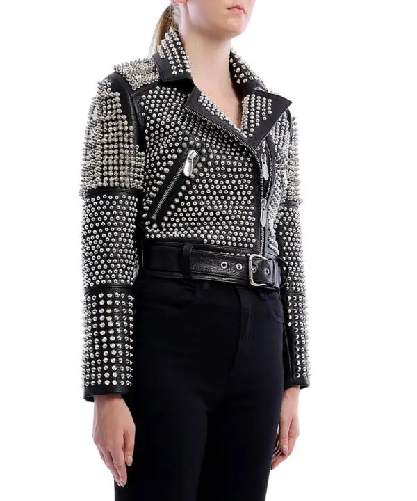 Aspirin Black Nikel Spiked Leather Jacket - Image 7