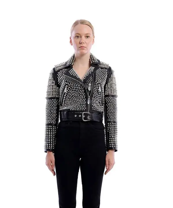 Aspirin Black Nikel Spiked Leather Jacket - Image 8