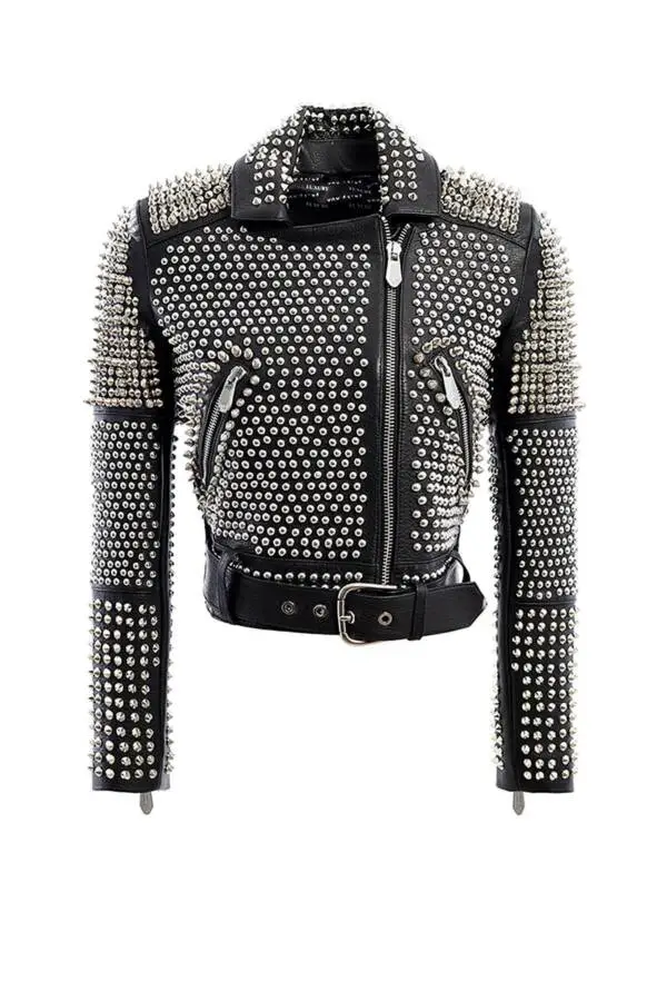 Aspirin Black Nikel Spiked Leather Jacket