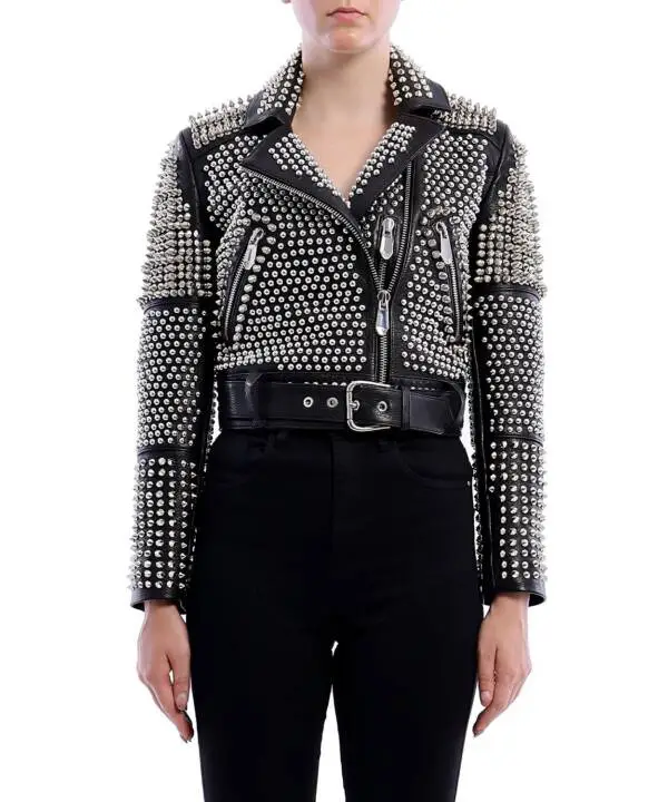 Aspirin Black Nikel Spiked Leather Jacket - Image 9