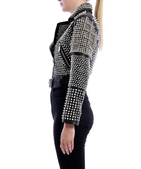 Aspirin Black Nikel Spiked Leather Jacket - Image 11