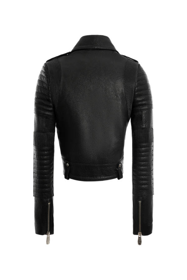 Cropped Leather Jacket - Image 3