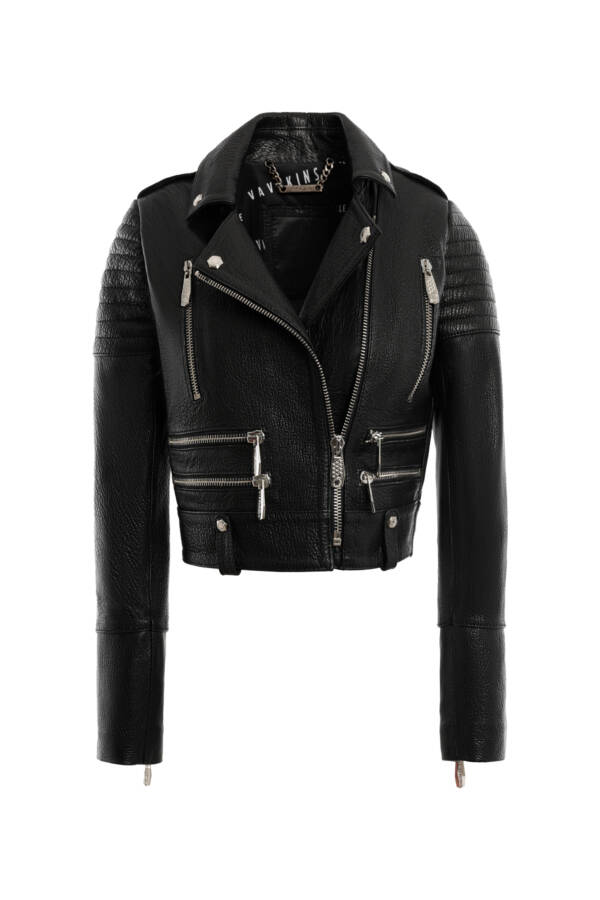 Cropped Leather Jacket - Image 2