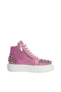 3D Crystal Pink Leather Shoes