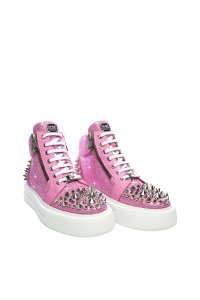 3D Crystal Pink Leather Shoes