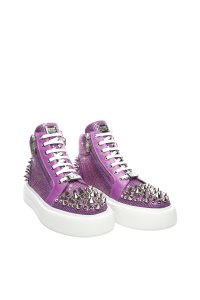 3D Crystal Purple Leather Shoes