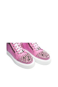 3D Crystal Pink Leather Shoes