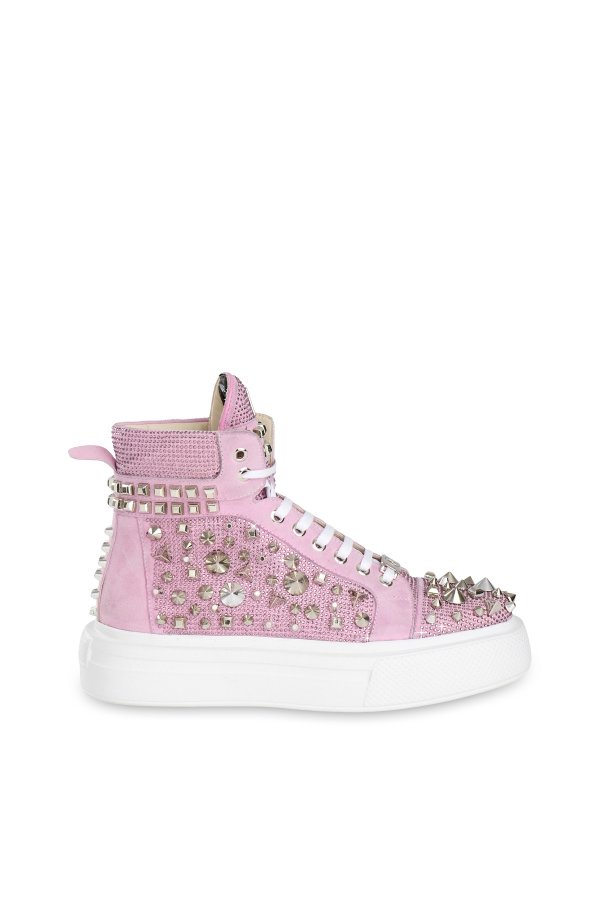 SS26-6D-PİNK CRYSTAL SNEAKERS