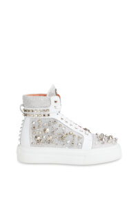 SS26-6D-WHITE CRYSTAL SNEAKERS