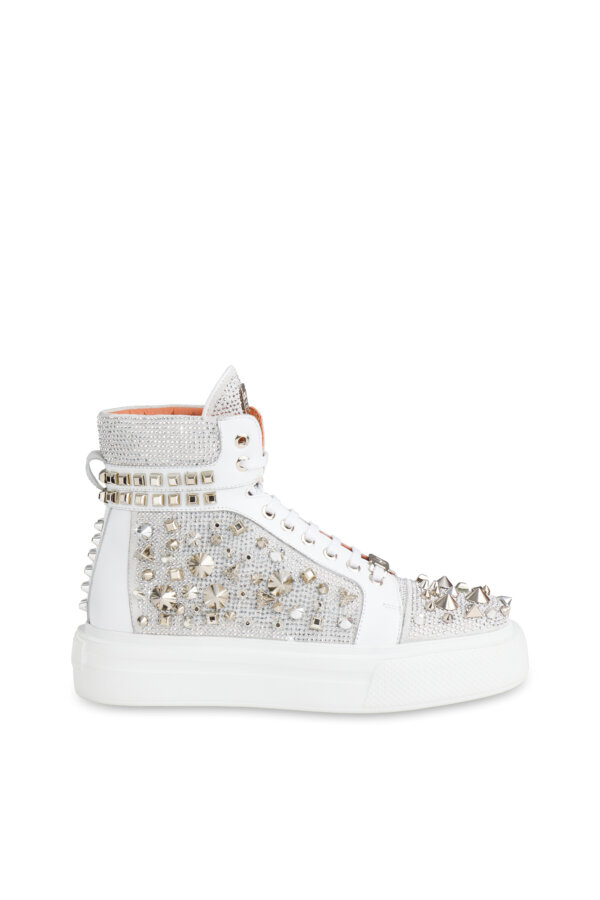 SS26-6D-WHITE CRYSTAL SNEAKERS