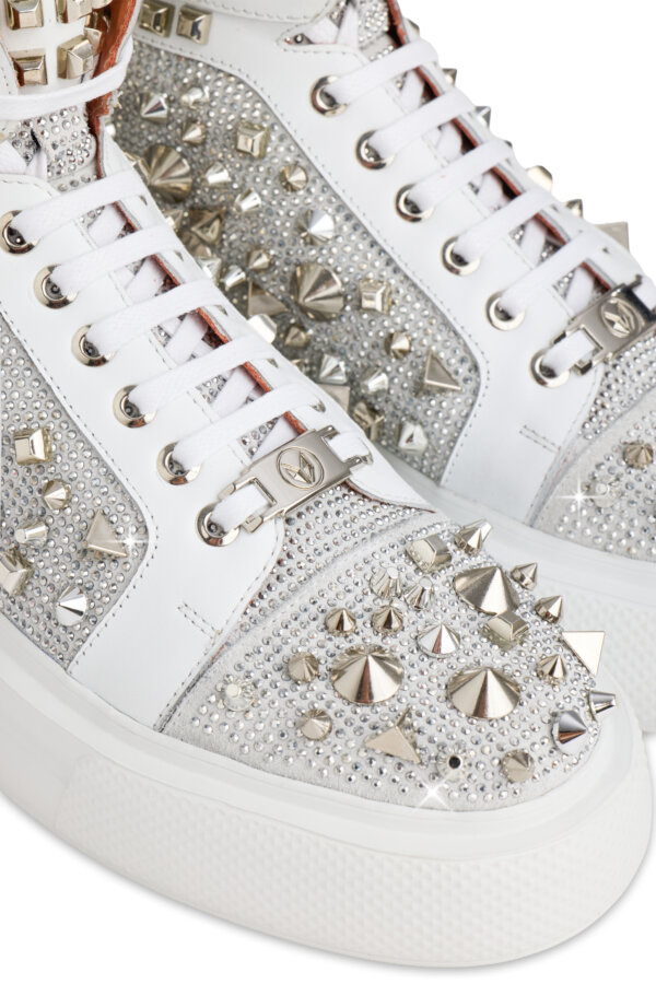 SS26-6D-WHITE CRYSTAL SNEAKERS